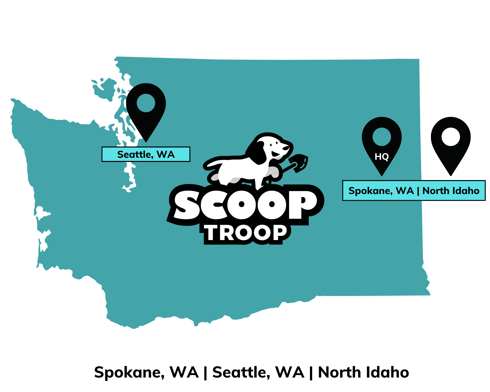 Scoop Troop location map. Seattle, WA | Spokane, WA | North Idaho.